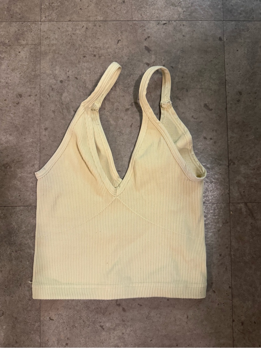 Free People Intimates Ribbed V-Neck Tank Top in Pale Yellow